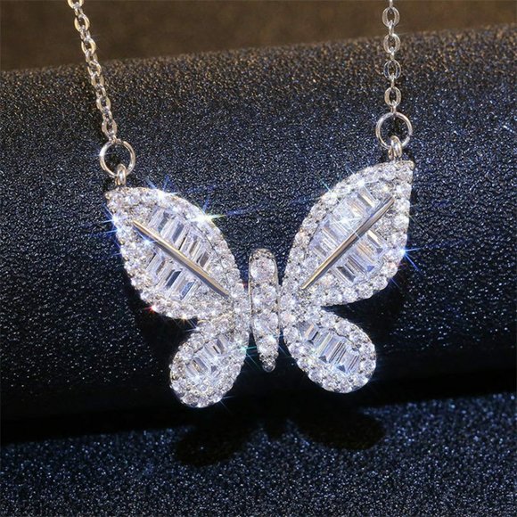 Luxury CZ buttetfly Pendant Necklace NWT - Picture 6 of 10